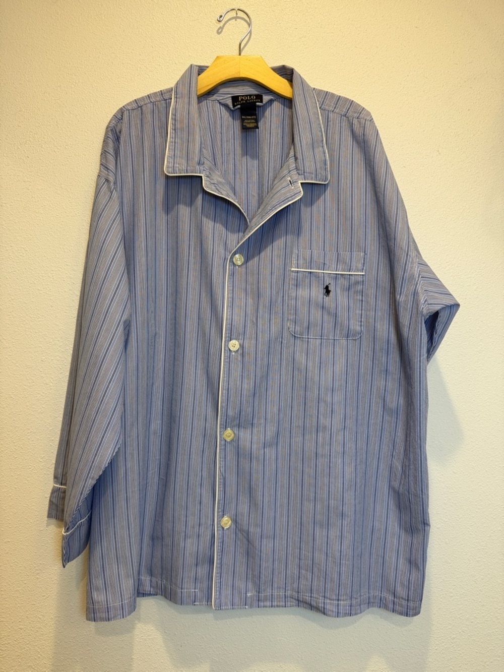 Polo by Ralph Lauren Light Blue Striped Button-Down Shirt Sleep Shirt Size 2XL
